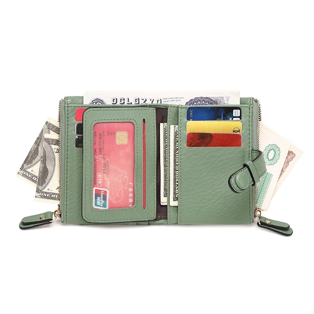 9813 Wallets Leather Wallets Rfid Small Wallet Billfolds ,Trifold Mini View 5